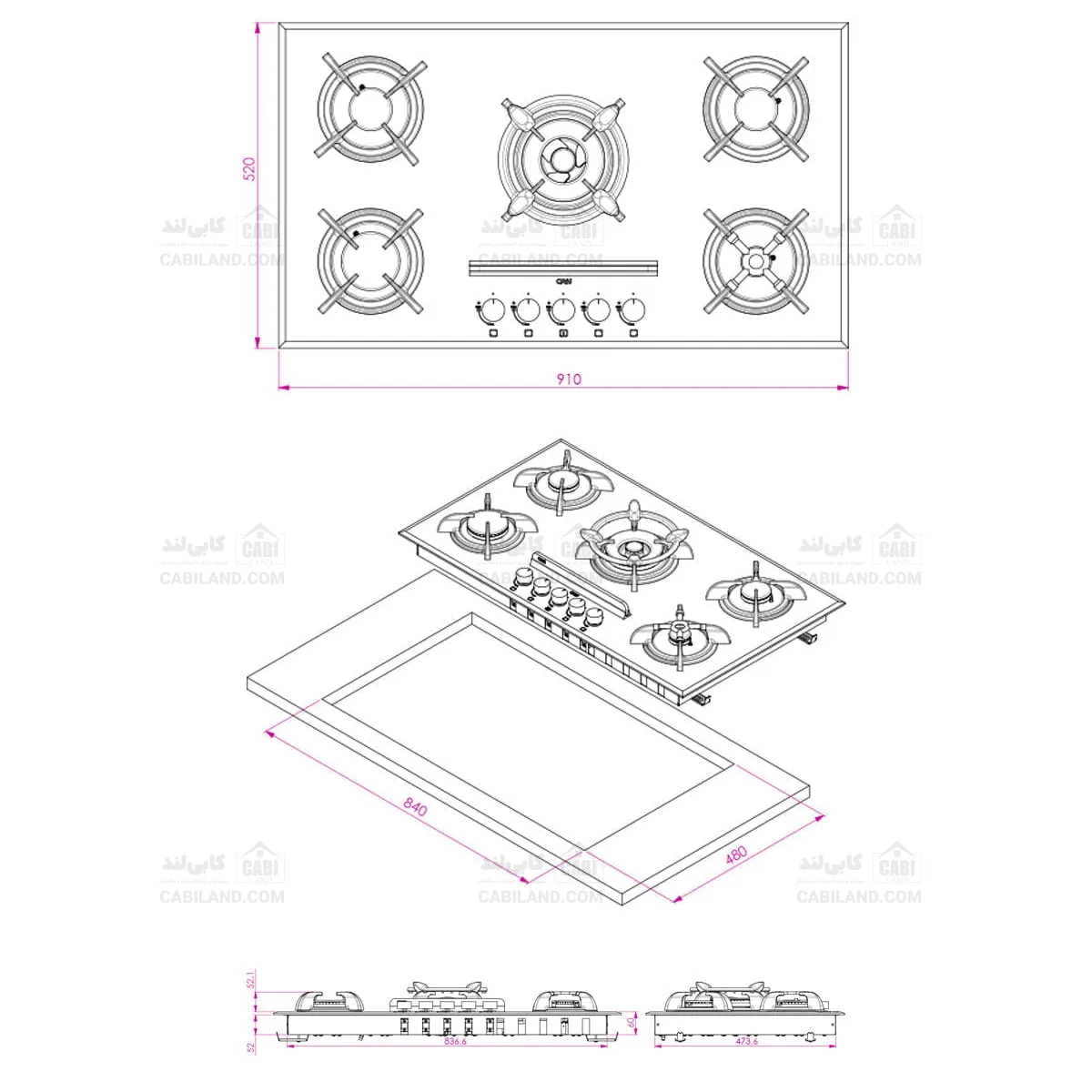 اجاق گاز شیشه ای کن مدل IG8503