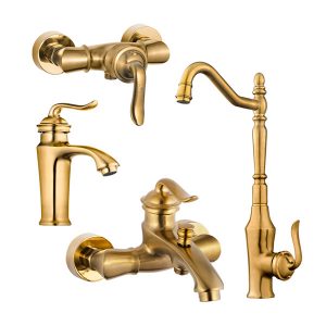 ست کامل شیرآلات کاویان مدل دیبا طلایی مات