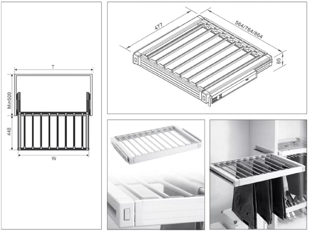 راهنمای نصب رک ریلی جای شلوار داخل کمد لباس ABS فانتونی J213, J214, J223 و J224