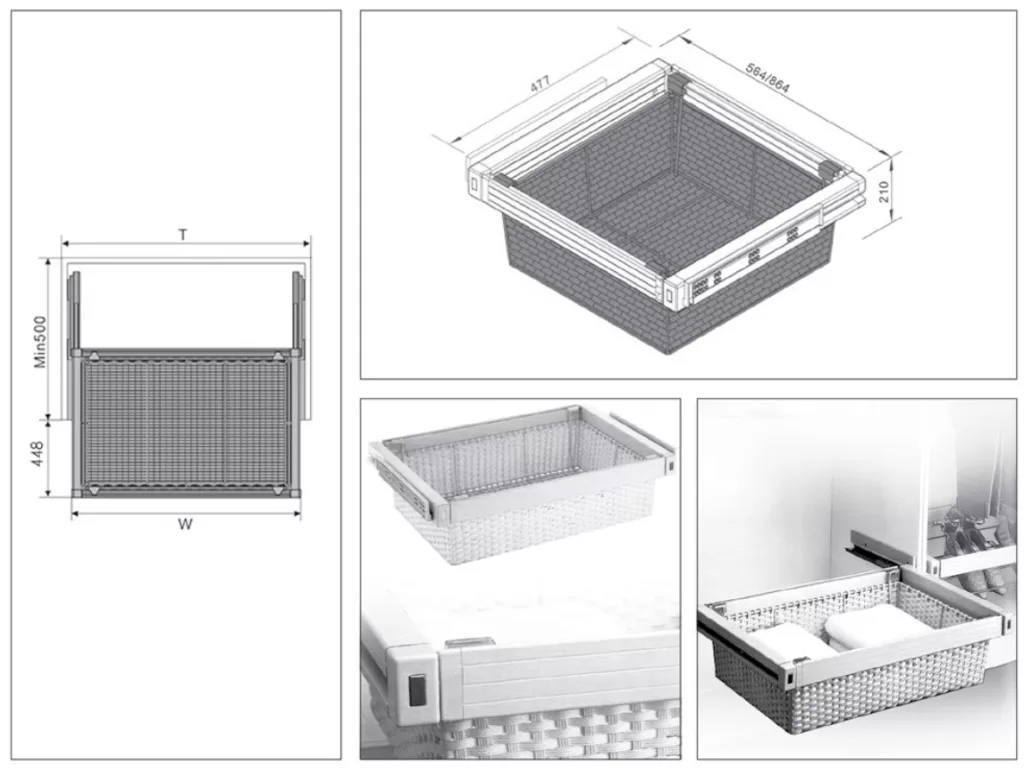 راهنمای نصب سبد حصیری ریلی داخل کمد لباس ABS فانتونی J215, J216, J225 و J226