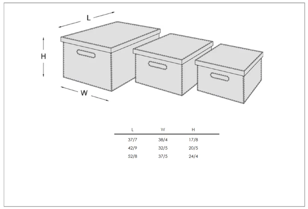 راهنمای ابعاد باکس چرمی داخل کمد لباس فانتونی J601 تا J663