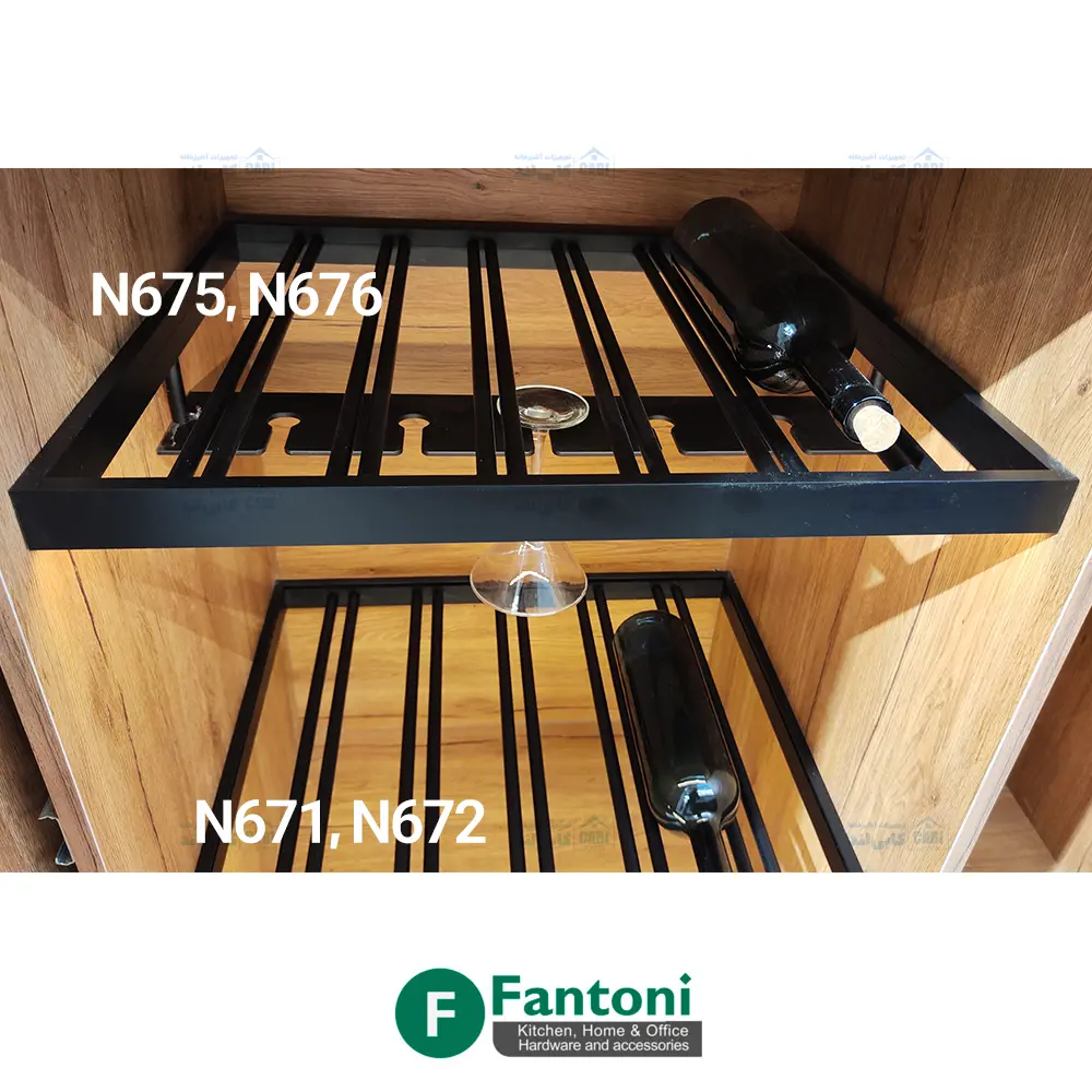 چراغ LED شلف آلومینیومی نگهدارنده بطری و گیلاس به همراه ترانس فانتونی N675 تا N676