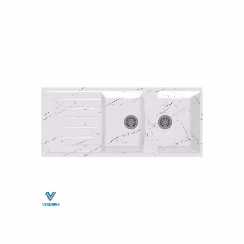 سینک گرانیتی توکار وندرنی مدل الکسی 214 (Alexi) سفید رگه مشکی