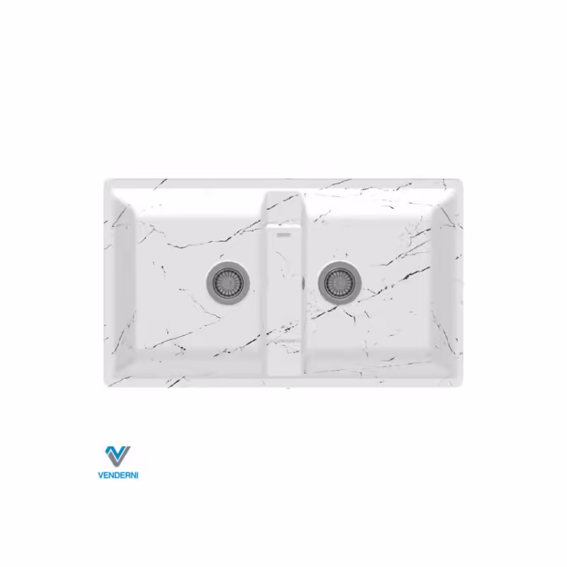 سینک گرانیتی توکار وندرنی مدل ماتیا 200 (Matia) سفید رگه مشکی
