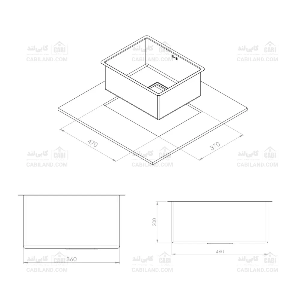 ابعاد سینک باکسی کن A4050 R10